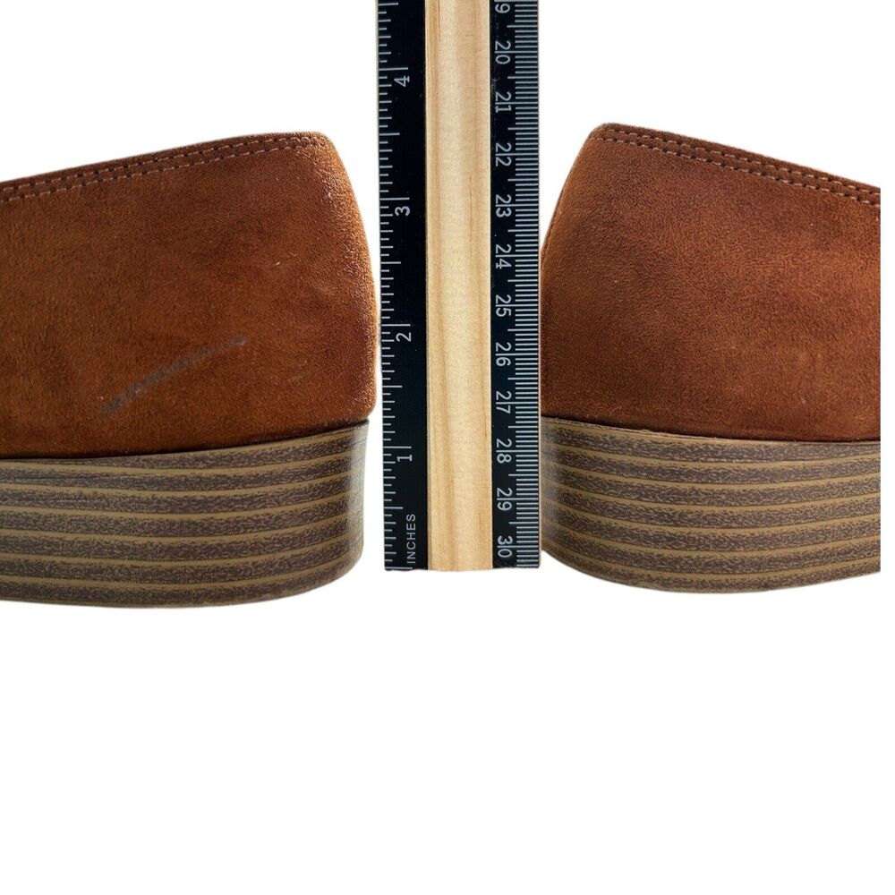 American Eagle Cognac Brown Suede Zip Loafer Booties Womens Size 8 Dara - Picture 8 of 10